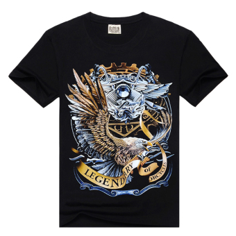 Men Short Sleeve T Shirt Round Collar 3D Printing Audlt Lion and Baby flying eagle M - Intl  