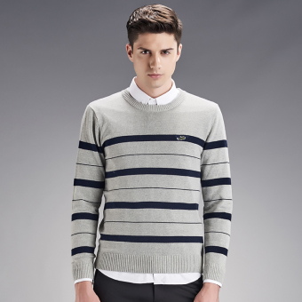 Men Sweaters Autumn Winter Cotton Solid Knitwear(Light Grey) - intl  