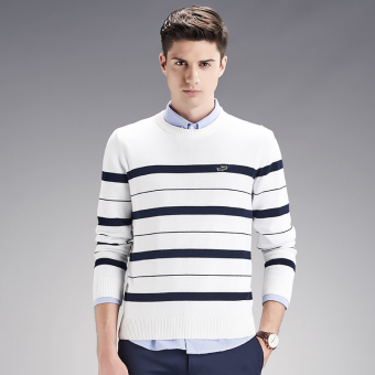 Men Sweaters Autumn Winter Cotton Solid Knitwear(White) - intl  