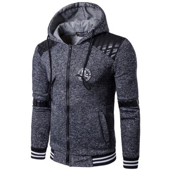 Men's 2017 Spring Autumn Sport Casual Long Sleeve Cardigan Hooded Sweatshirt Hoodies Grey - intl  