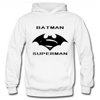 Men's Autumn Winter Cotton and Cashmere Long Sleeve Batman Hoodie(white)  