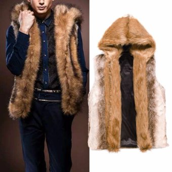 Men's Boys Faux Fur Vest Coat Winter Warm Short Hooded Jacket Outwear Waistcoat - intl  