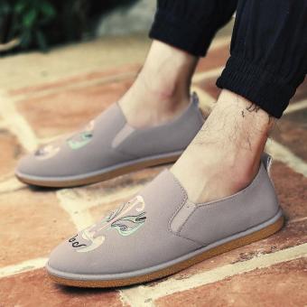 Men's Canvas Fashion Loafer Shoes Light Canvas Shoes Grey - intl  