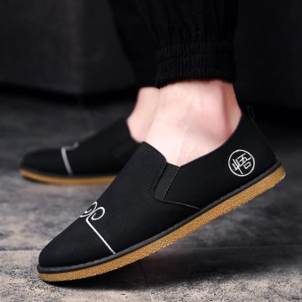 Men's Canvas Light Monk Strap ShoesComfortable Loafer Shoes Black - intl  