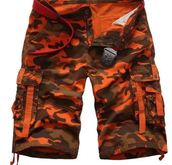 Men's Casual Loose Camouflage Cotton Cargo Shorts(Orange Camouflage) - intl  