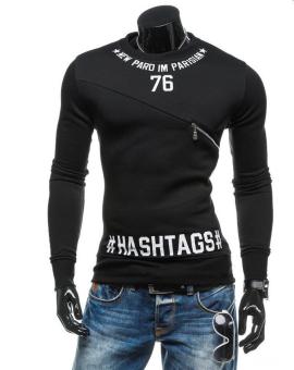 Men's casual motion oblique zipper round neck sweater Outdoor clothes?black?-intl - intl  