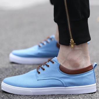 Men's casual shoes canvas shoes student Light blue  