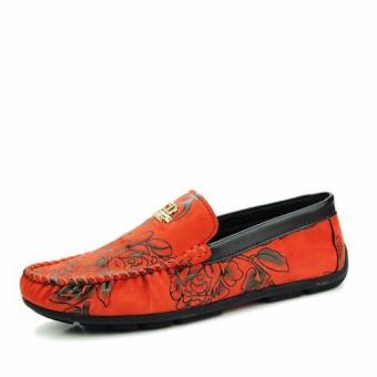 Men's casual shoes, moccasin - gommino, driving shoes, soft and comfortable, England, young man(Red) - intl  