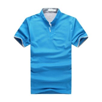 Men's Contrast Trim Polo Shirt (Blue)  
