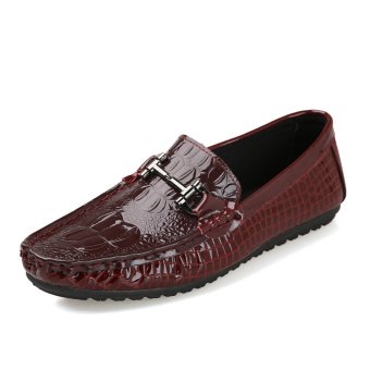 Men's Fashion Casual Crocodile Pattern Loafers-red - intl  