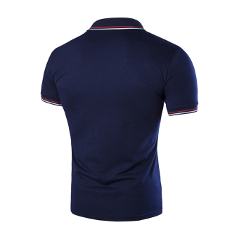 Men's fashion casual short-sleeved T-shirt embroidered sport POLO shirt Korean version Navy  