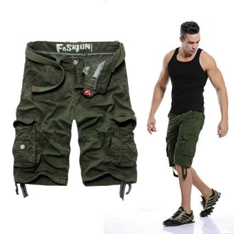 Men's Fashion Casual Summer Overalls Multi Pocket Zipper Designer Shorts (Army Green) - intl  
