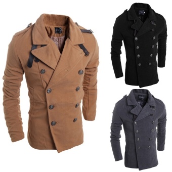 Men's Fashion Coat Double Breasted Woolen Trench Coat Men Jacket Winter Coat - Intl  
