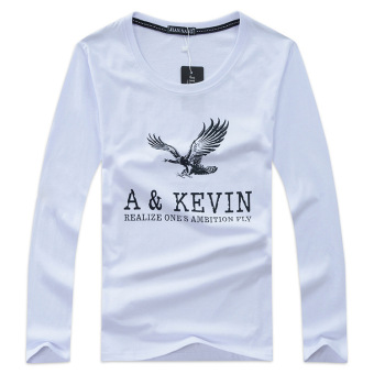 Men's Fashion Long-sleeved O-neck Printing Eagle T-shirt (White)  