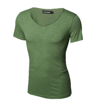 Men's fashion V-neck short-sleeved T-shirt Grass green - Intl  