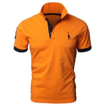 Mens Fine Cotton Giraffe Polo Shirts Orange - Intl  