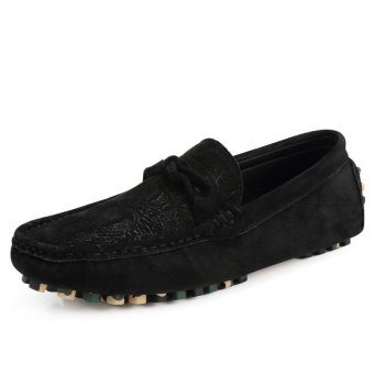 Men's Flat Shoes Casual Loafers (Black)  