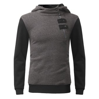 Mens Fleece Warm Hooded Thicken Sweatshirt Coat Jacket Outwear Sweater (Dark Grey) - intl  