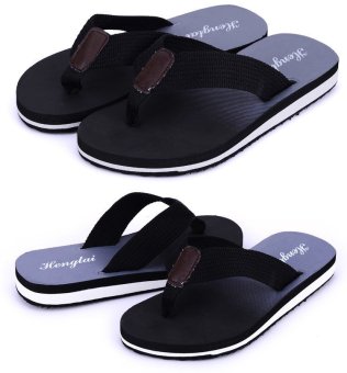 Men's Flip-flops Slippers Shoes with high elasticity surface design Premium Materials (Black)  