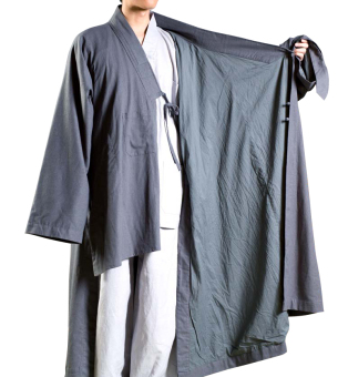 Men's Gray Gown Buddhist Meditation Monk Outfit Robe  