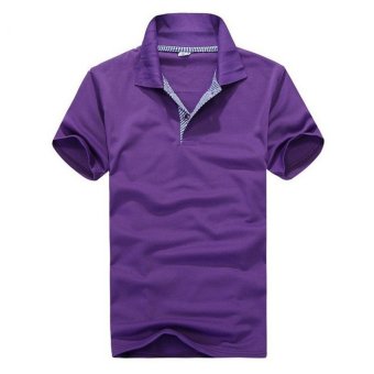 Men's Grid Collar Polo Shirt (Purple)  