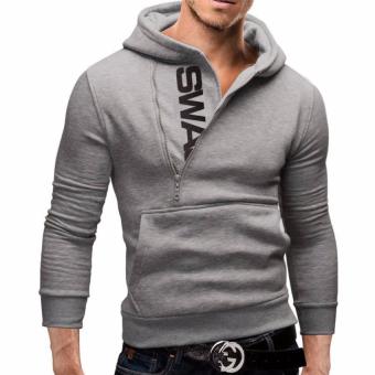 Men's Hoddies Plus Size Men's Casual Hoodies Sweat Sweat Fashion Sweat Zipper Large Size (Grey) - intl  