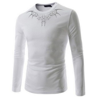 Men's Long Sleeve T-shirt with Bat Tattoo (White)  