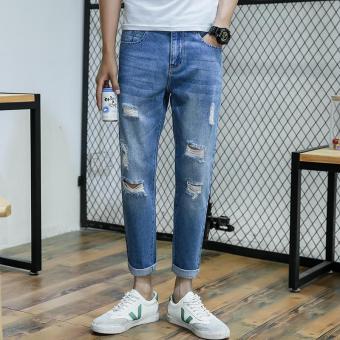 Men's Mid-waisted Regular Ankle Length Harem Pants Fashion Jean With Ripped - intl  
