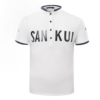 Men's new fashion slim Short-Sleeved POLO shirt with letters printed(WHITE)    