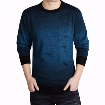 Men's Print Hang Pye Casual Shirt Wool Pullover Pull O-Neck Cashmere Sweater - intl  