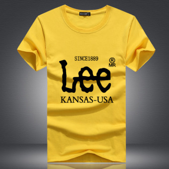 Men's Short-sleeved O-neck Printing Letter T-shirt (Yellow)  