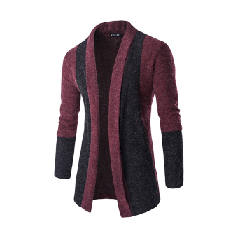 Men's Slim Fit Splicing Knitting Cardigan Sweaters Without Button Cardigans red - intl  