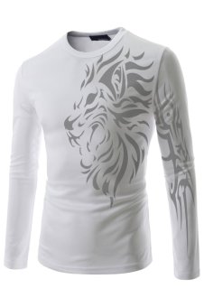 Mens Slim Fit Tee Casual Coolmesh Fabric Tattoo Printing Sports Tshirts WHITE - Intl  