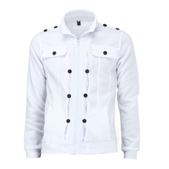 Men's Slim Warm Jacket Casual Tops (White) - intl  