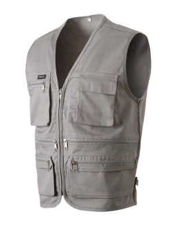 Men's Sport Sleeveless Vest TC Cotton Multi Pockets Fishing Hunting Hiking Vests Waistcoat (Beige) - intl  