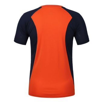 Mens Sport T-shirt Fitness Quick Dry Stretchy Tops Tee Shirt Short Sleeve Orange  