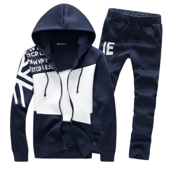 Men's Sports Suit Tide, Fashion Hooded Cardigan Sweater Suit Korean Slim Leisure Suit - intl  