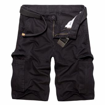 Men's Summer Fashion Casual Overalls Multi Pocket Camouflage Loose Outdoors Sport Shorts (Black) - intl  