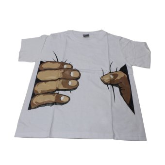 Mens Unisex Fashion Hand Printed Short T-shirt (White)  
