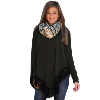 MG Cool Tassel Loose Long Blouse Tops (Green) - intl  