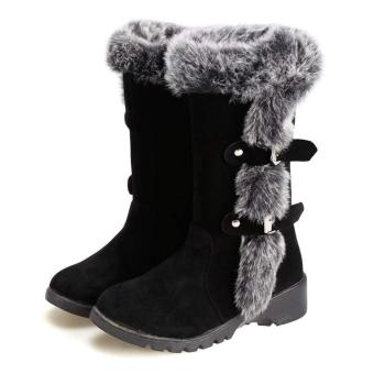 MG Flats Snow Boots Winter Warm Faux Fur Shoes (Brown) - intl  