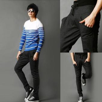 MG Men Harem Skinny Pants Legging Straight Fit Pants (Dark Grey) - intl  