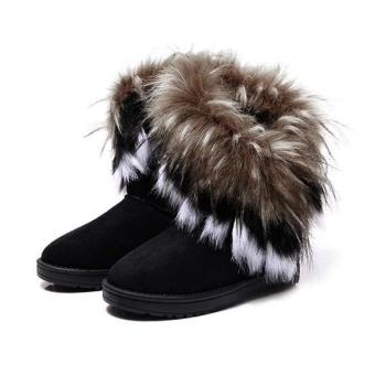 MG Winter Warm Faux Fur Snow Boots Synthetic Leather (Black) - intl  