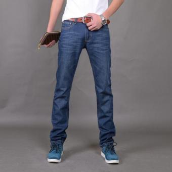 MM Korean version of the men's self-cultivation jeans Blue - intl  