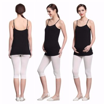 Modal Cotton Summer Pregnant Sleeveless Maternity Nursing Tops Maternity Clothes Long Camis Adjustable Shoulder Girdle Tanks Black - intl  