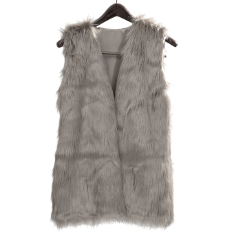 Moonar Women Faux Fur Vest Coat Warm (Grey)  