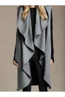 Moonar Womens Batwing Wool Jacket - Light Grey  