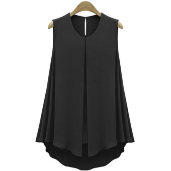 Moonar Women's Fashion Summer Chiffon Tank Top Vest O-neck T-Shirt Sleeveless Blouse S-XXL (Black) - intl  