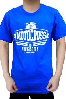 Motorsport T-Shirt Motocros Santai Cotton Combed 30s - Biru  