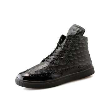 MPria Mode Sneakers Ankle Boots Crocodile Pola Pendek Boots High Top kasual Olahraga Sepatu Berjalan Sepatu Travelling Black  